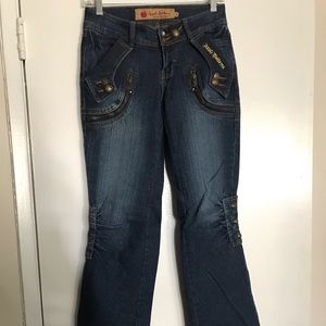Super unique blue denim Apple Bottoms Jeans.